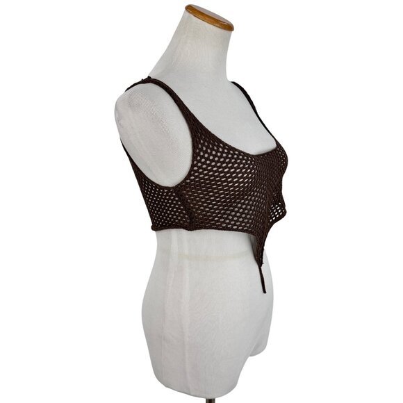 NWT Jaded London Brown Crochet Ultra Crop Top | Rave Coastal Cowgirl Boho Grunge - Picture 6 of 10
